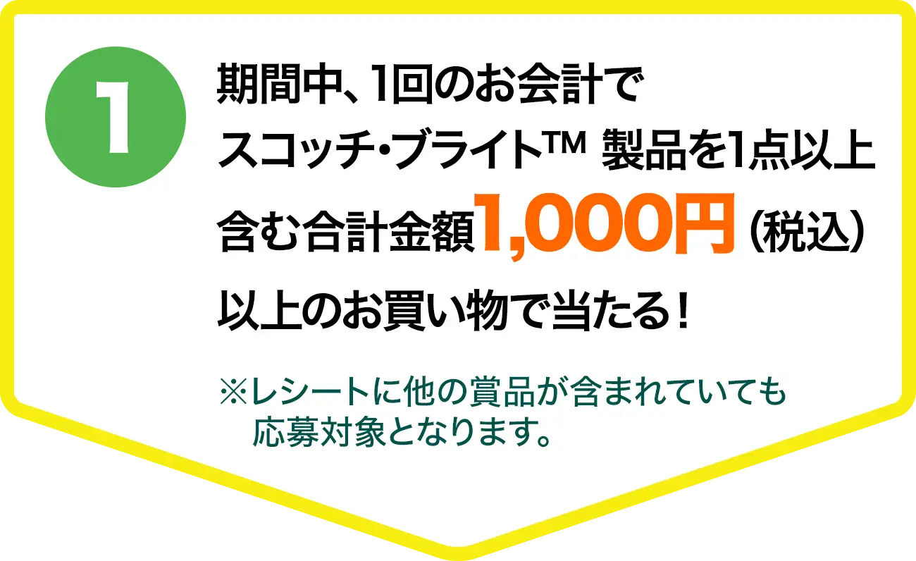 同一店舗でスコッチ・ブライト™ 製品を含むお買い物をしてレシートを撮影！